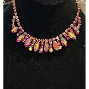 1950's Red AB Rhinestone Choker Necklace